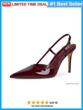 Slingback Stiletto Heels Pointed Toe Dressy Pumps Shoes Faux Leather